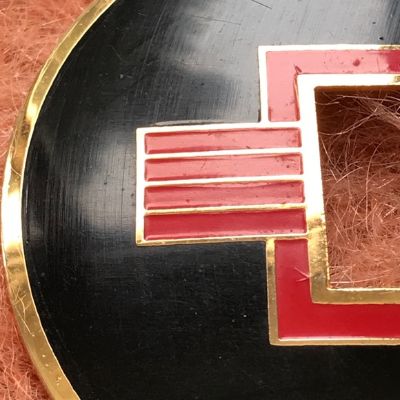 1980 Black Red Gold Geometric Brooch Pin Studio 54 - Picture 5 of 8